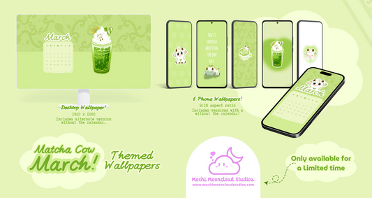 The Complete Matcha Cow March Wallpaper Collection