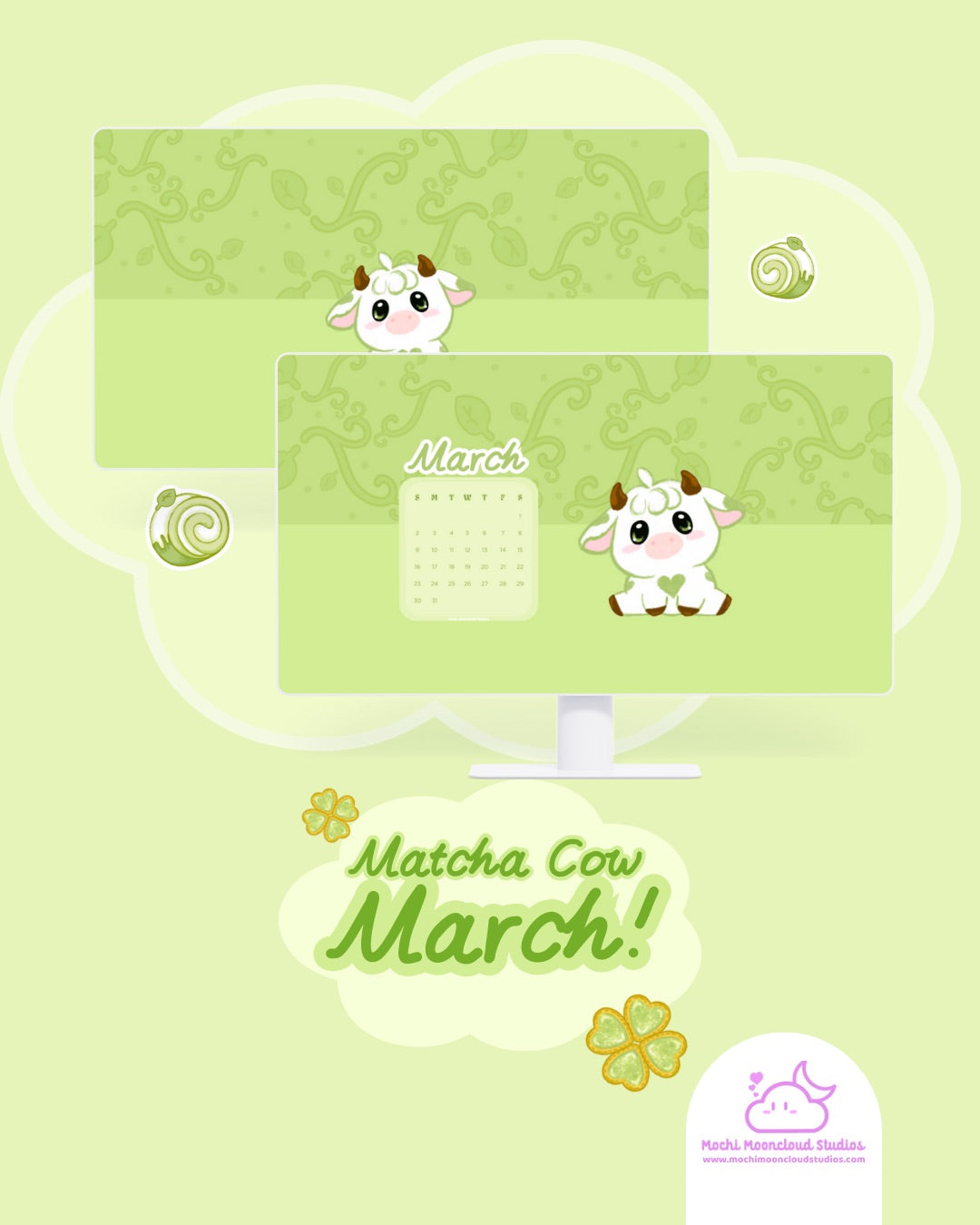 Matcha Cow PC Wallpaper Set