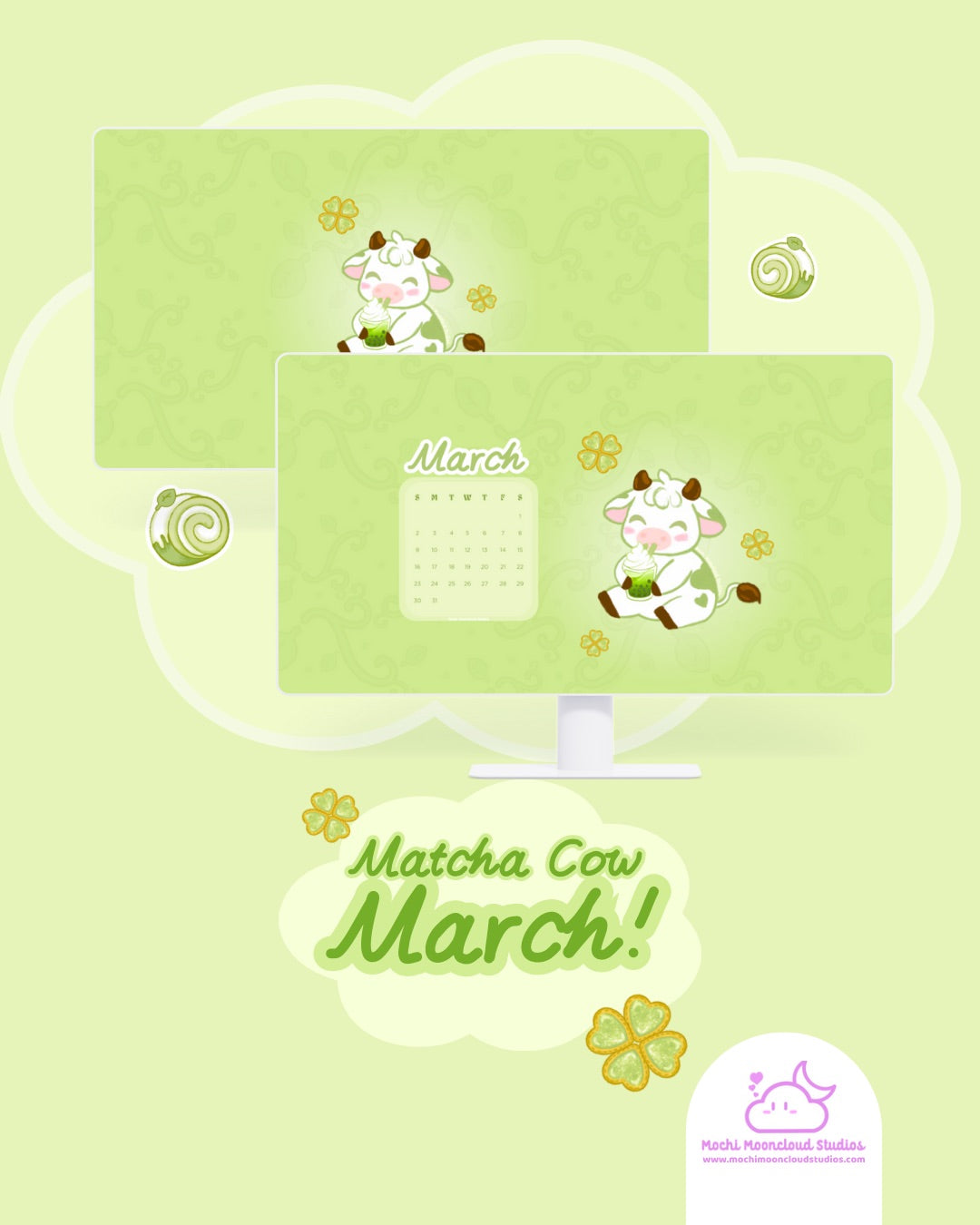 The Complete Matcha Cow March Wallpaper Collection