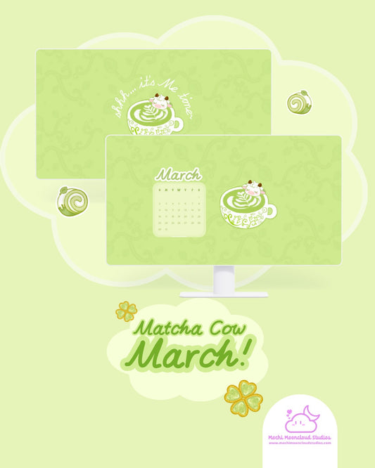 Me Time Matcha PC Wallpaper Set