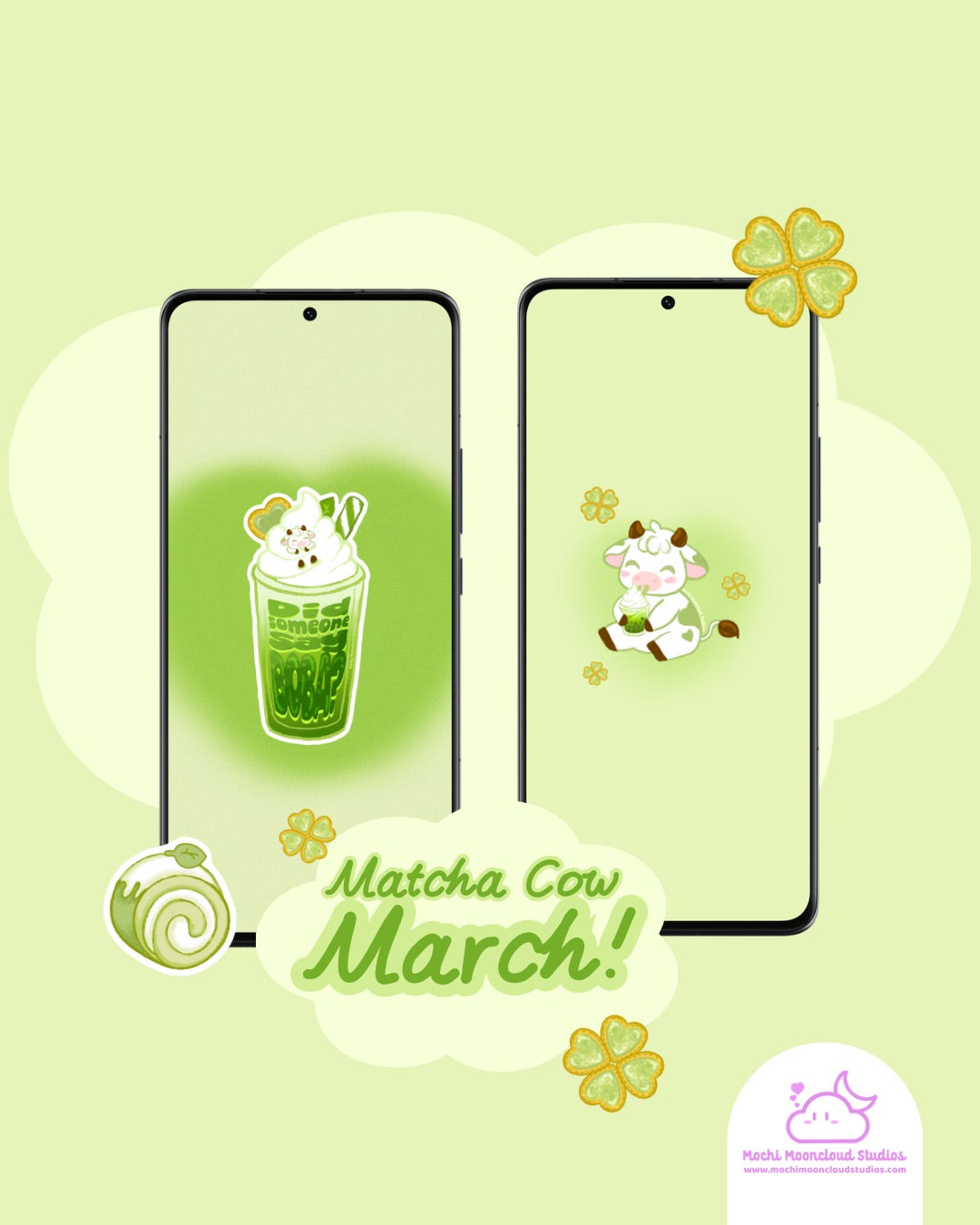 Matcha Boba Wallpaper Set