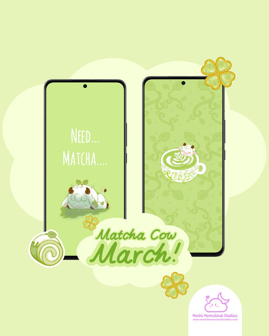 Need Matcha Cow Wallpaper Set