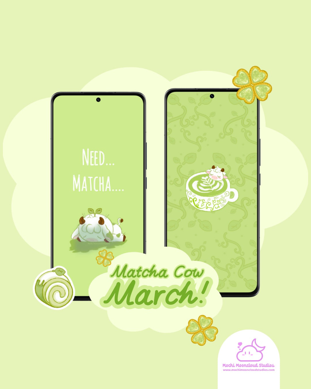 The Complete Matcha Cow March Wallpaper Collection