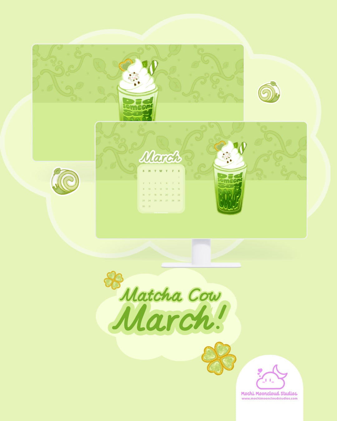 The Complete Matcha Cow March Wallpaper Collection