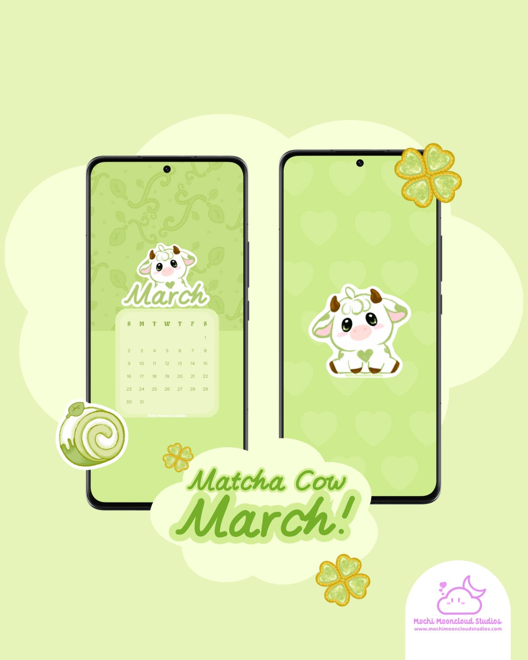 The Complete Matcha Cow March Wallpaper Collection